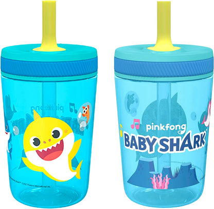 15oz Bluey Kelso Tumbler Set, Leak-Proof Screw-On Lid with Straw Made of Durable Plastic and Silicone, Perfect Bundle for Kids, 2 Count (Pack of 1) - Colors A