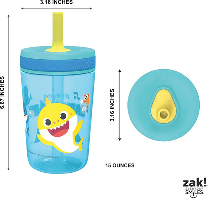 15oz Bluey Kelso Tumbler Set, Leak-Proof Screw-On Lid with Straw Made of Durable Plastic and Silicone, Perfect Bundle for Kids, 2 Count (Pack of 1) - Colors A