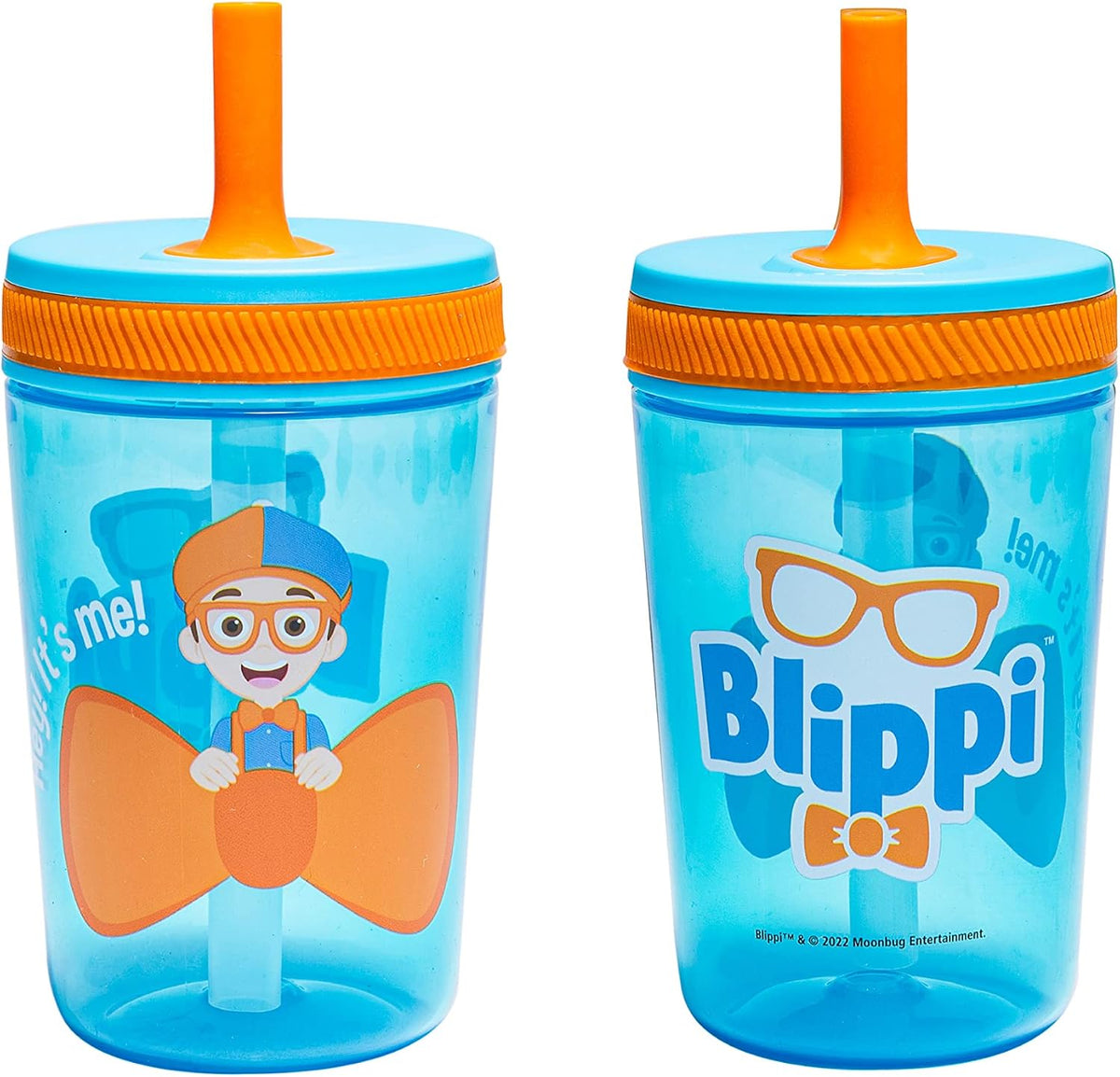 15oz Bluey Kelso Tumbler Set, Leak-Proof Screw-On Lid with Straw Made of Durable Plastic and Silicone, Perfect Bundle for Kids, 2 Count (Pack of 1) - Colors A