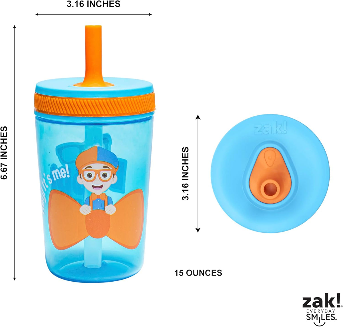15oz Bluey Kelso Tumbler Set, Leak-Proof Screw-On Lid with Straw Made of Durable Plastic and Silicone, Perfect Bundle for Kids, 2 Count (Pack of 1) - Colors A