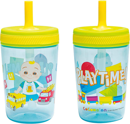 15oz Bluey Kelso Tumbler Set, Leak-Proof Screw-On Lid with Straw Made of Durable Plastic and Silicone, Perfect Bundle for Kids, 2 Count (Pack of 1) - Colors A