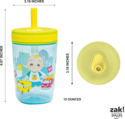 15oz Bluey Kelso Tumbler Set, Leak-Proof Screw-On Lid with Straw Made of Durable Plastic and Silicone, Perfect Bundle for Kids, 2 Count (Pack of 1) - Colors A