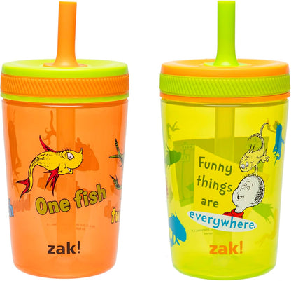 15oz Bluey Kelso Tumbler Set, Leak-Proof Screw-On Lid with Straw Made of Durable Plastic and Silicone, Perfect Bundle for Kids, 2 Count (Pack of 1) - Colors A