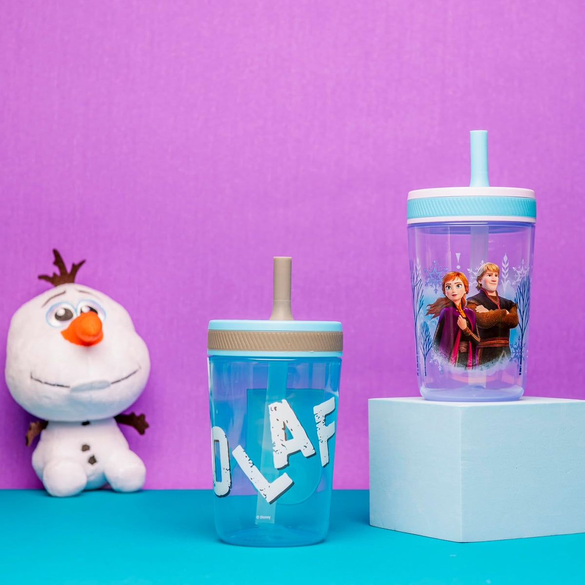 15oz Bluey Kelso Tumbler Set, Leak-Proof Screw-On Lid with Straw Made of Durable Plastic and Silicone, Perfect Bundle for Kids, 2 Count (Pack of 1) - Colors A