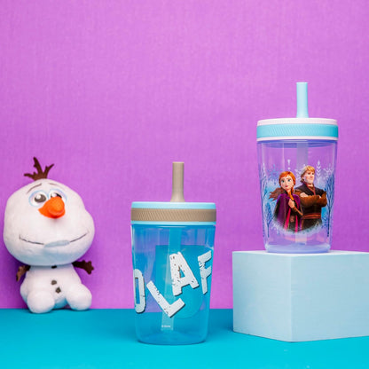 15oz Bluey Kelso Tumbler Set, Leak-Proof Screw-On Lid with Straw Made of Durable Plastic and Silicone, Perfect Bundle for Kids, 2 Count (Pack of 1) - Colors A