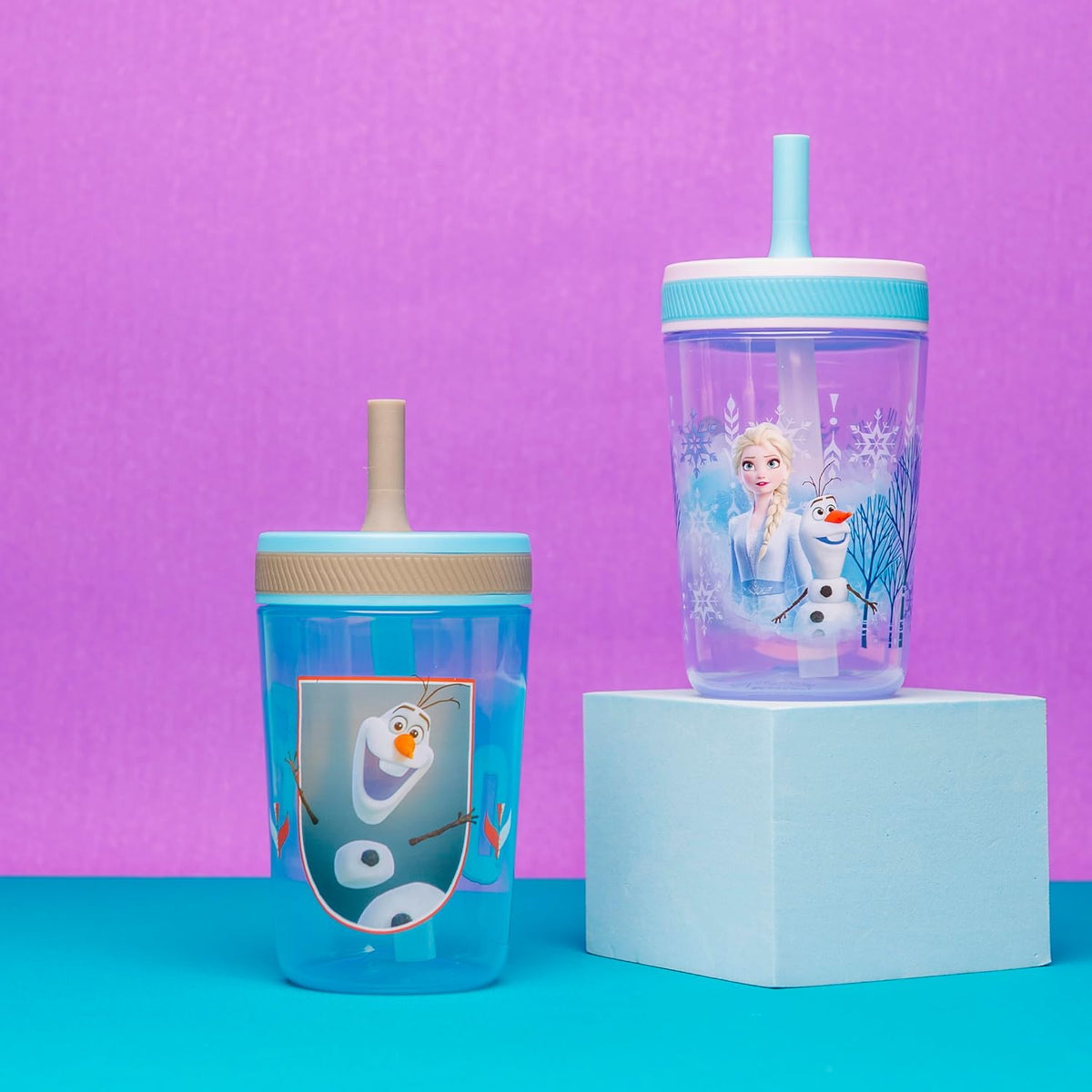 15oz Bluey Kelso Tumbler Set, Leak-Proof Screw-On Lid with Straw Made of Durable Plastic and Silicone, Perfect Bundle for Kids, 2 Count (Pack of 1) - Colors A