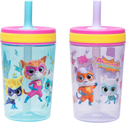 15oz Bluey Kelso Tumbler Set, Leak-Proof Screw-On Lid with Straw Made of Durable Plastic and Silicone, Perfect Bundle for Kids, 2 Count (Pack of 1) - Colors A