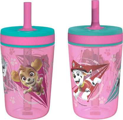 15oz Bluey Kelso Tumbler Set, Leak-Proof Screw-On Lid with Straw Made of Durable Plastic and Silicone, Perfect Bundle for Kids, 2 Count (Pack of 1) - Colors A