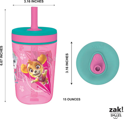 15oz Bluey Kelso Tumbler Set, Leak-Proof Screw-On Lid with Straw Made of Durable Plastic and Silicone, Perfect Bundle for Kids, 2 Count (Pack of 1) - Colors A