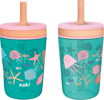 15oz Bluey Kelso Tumbler Set, Leak-Proof Screw-On Lid with Straw Made of Durable Plastic and Silicone, Perfect Bundle for Kids, 2 Count (Pack of 1) - Colors A