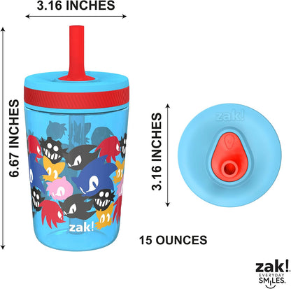 15oz Bluey Kelso Tumbler Set, Leak-Proof Screw-On Lid with Straw Made of Durable Plastic and Silicone, Perfect Bundle for Kids, 2 Count (Pack of 1) - Colors A