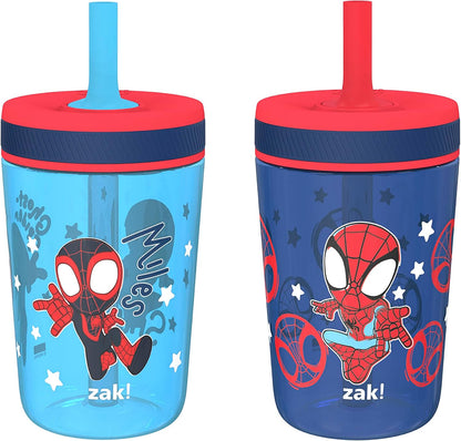 15oz Bluey Kelso Tumbler Set, Leak-Proof Screw-On Lid with Straw Made of Durable Plastic and Silicone, Perfect Bundle for Kids, 2 Count (Pack of 1) - Colors A