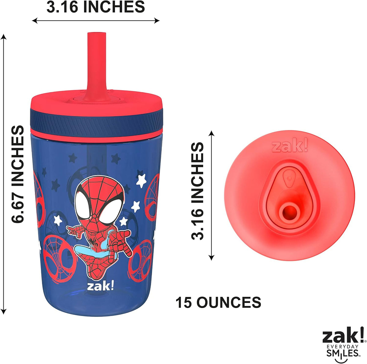 15oz Bluey Kelso Tumbler Set, Leak-Proof Screw-On Lid with Straw Made of Durable Plastic and Silicone, Perfect Bundle for Kids, 2 Count (Pack of 1) - Colors A