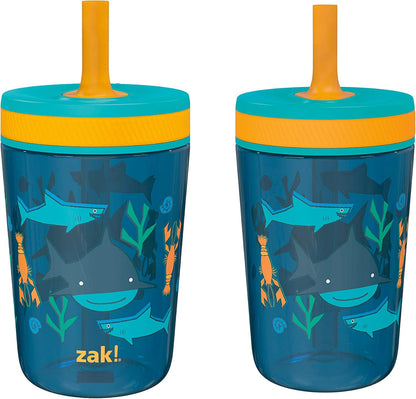 15oz Bluey Kelso Tumbler Set, Leak-Proof Screw-On Lid with Straw Made of Durable Plastic and Silicone, Perfect Bundle for Kids, 2 Count (Pack of 1) - Colors A