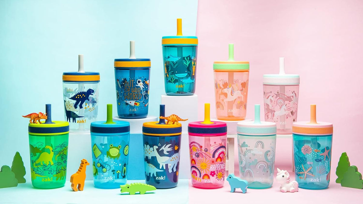 15oz Bluey Kelso Tumbler Set, Leak-Proof Screw-On Lid with Straw Made of Durable Plastic and Silicone, Perfect Bundle for Kids, 2 Count (Pack of 1) - Colors A