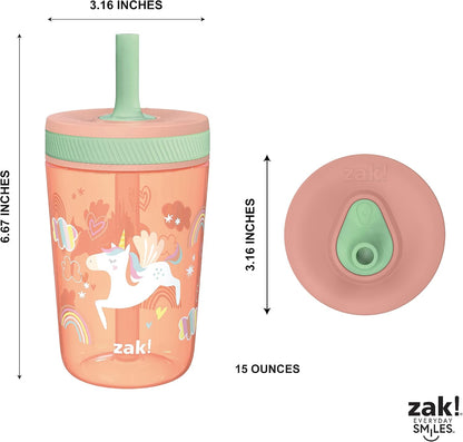 15oz Bluey Kelso Tumbler Set, Leak-Proof Screw-On Lid with Straw Made of Durable Plastic and Silicone, Perfect Bundle for Kids, 2 Count (Pack of 1) - Colors A