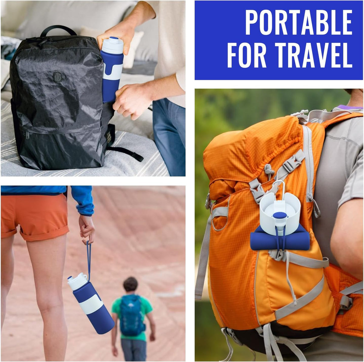 Collapsible Water Bottle, BPA Free 26oz Silicone Water Bottles