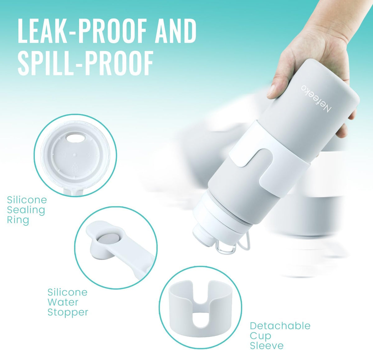 Collapsible Water Bottle, BPA Free 26oz Silicone Water Bottles