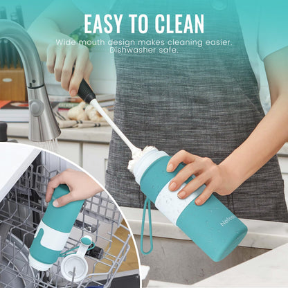 Collapsible Water Bottle, BPA Free 26oz Silicone Water Bottles