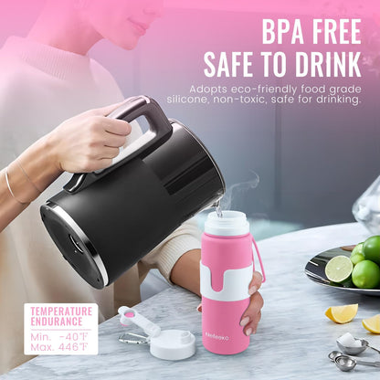 Collapsible Water Bottle, BPA Free 26oz Silicone Water Bottles