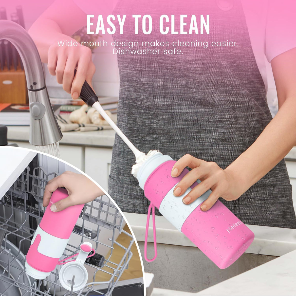 Collapsible Water Bottle, BPA Free 26oz Silicone Water Bottles