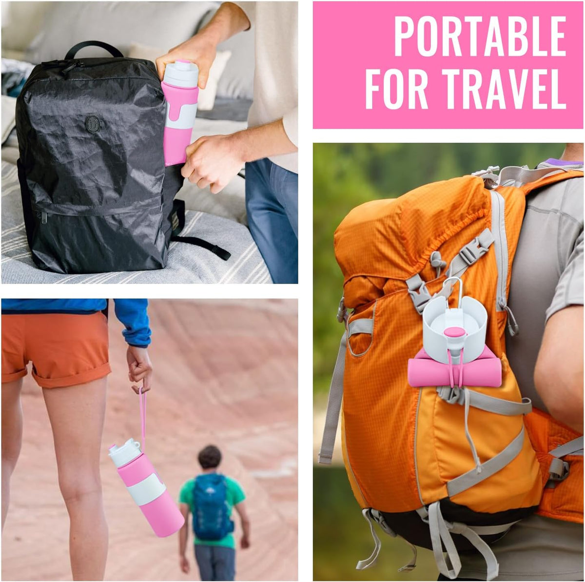 Collapsible Water Bottle, BPA Free 26oz Silicone Water Bottles