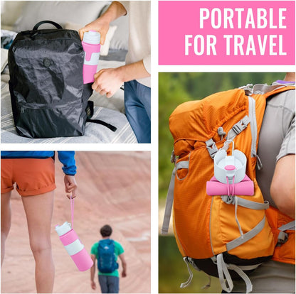 Collapsible Water Bottle, BPA Free 26oz Silicone Water Bottles