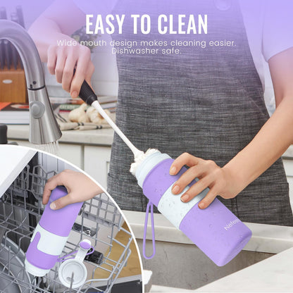 Collapsible Water Bottle, BPA Free 26oz Silicone Water Bottles