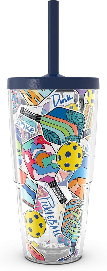 Tervis Venture Lite Pickleball - Spike Dink Ace Made in USA Double Walled Insulated Tumbler Travel Cup Keeps Drinks Cold & Hot, 24oz Water Bottle, Classic