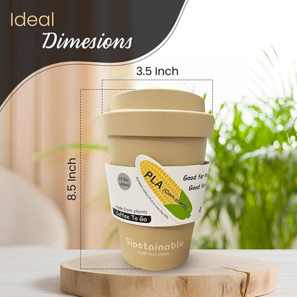 16oz Coffee Mug - Insulated Reusable Coffee Tumbler - On-The-Go Travel Mug - BPA-Free, Leakproof Lid, Stylish Coffee Cup - Lightweight & Durable Mug for Drinks (Beige)