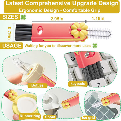 4 in 1 Cup Lid Cleaning Brush - Multifunctional Water Bottle Crevice Cleaning Brush, Portable Cup Lid Brush, Home Kitchen Crevice Brush Tools for Tiny Cup Lid Detail, Bottle Tight Spaces Cup