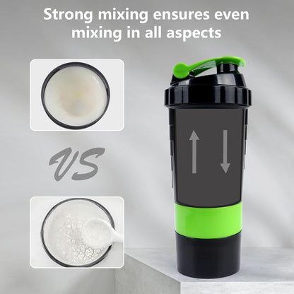 Shaker Bottle 16OZ Protein Shaker Bottles with Mix Ball Sports Water Bottle Leak Proof GYM Cup for Protein Mixes with Powder Storage & Pill Organizer, Ideal for Pre Workout,BPA Free(black)