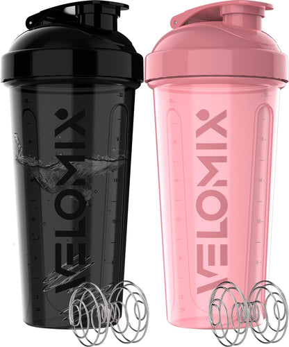 2 Pack 28oz Protein Shaker Bottle for Protein Mixes, Black/Transpar