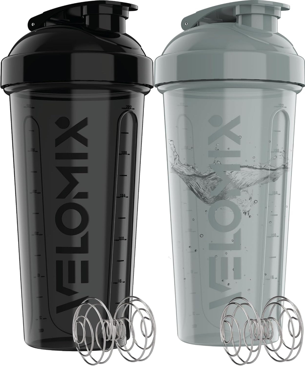 2 Pack 28oz Protein Shaker Bottle for Protein Mixes, Black/Transpar