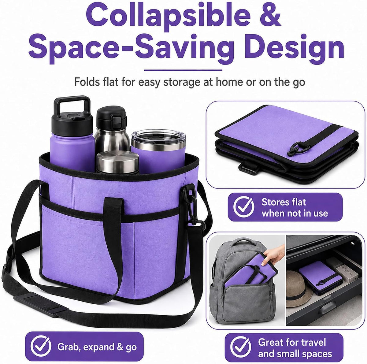 4 Compartment Insulated Drink Carrier Bag for 12-40oz Cups