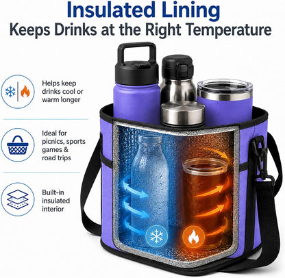 4 Compartment Insulated Drink Carrier Bag for 12-40oz Cups