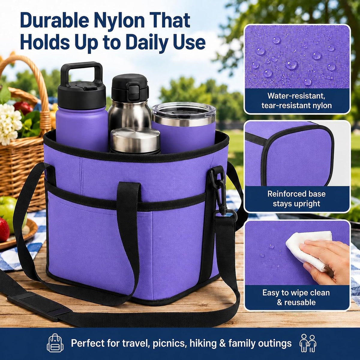 4 Compartment Insulated Drink Carrier Bag for 12-40oz Cups