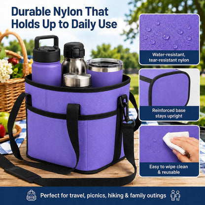 4 Compartment Insulated Drink Carrier Bag for 12-40oz Cups