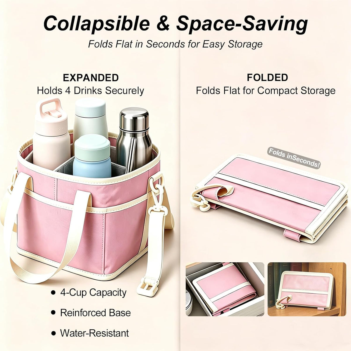 4 Compartment Insulated Drink Carrier Bag for 12-40oz Cups