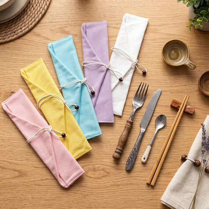 5 Pack Reusable Chopsticks Pouch Travel Case,Japanese,Navy Blue