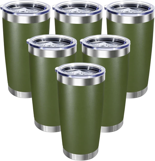 20oz Stainless Steel Tumbler with Lid, Double Wall Vacuum Insulated Powder Coated Travel Mug, Mint Green, 1 Pack