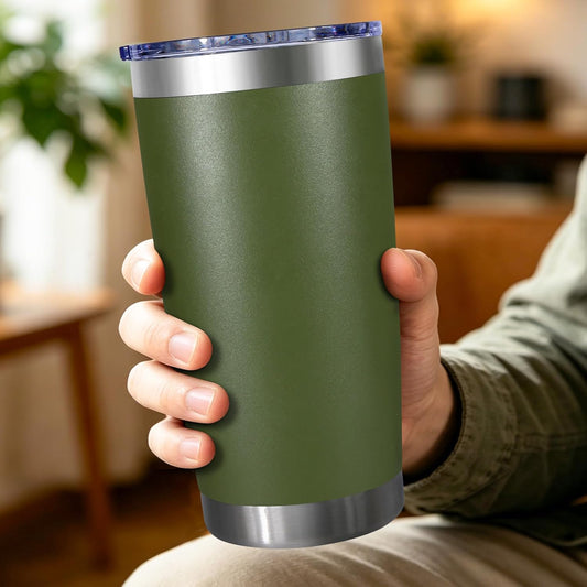 20oz Stainless Steel Tumbler with Lid, Double Wall Vacuum Insulated Powder Coated Travel Mug, Mint Green, 1 Pack