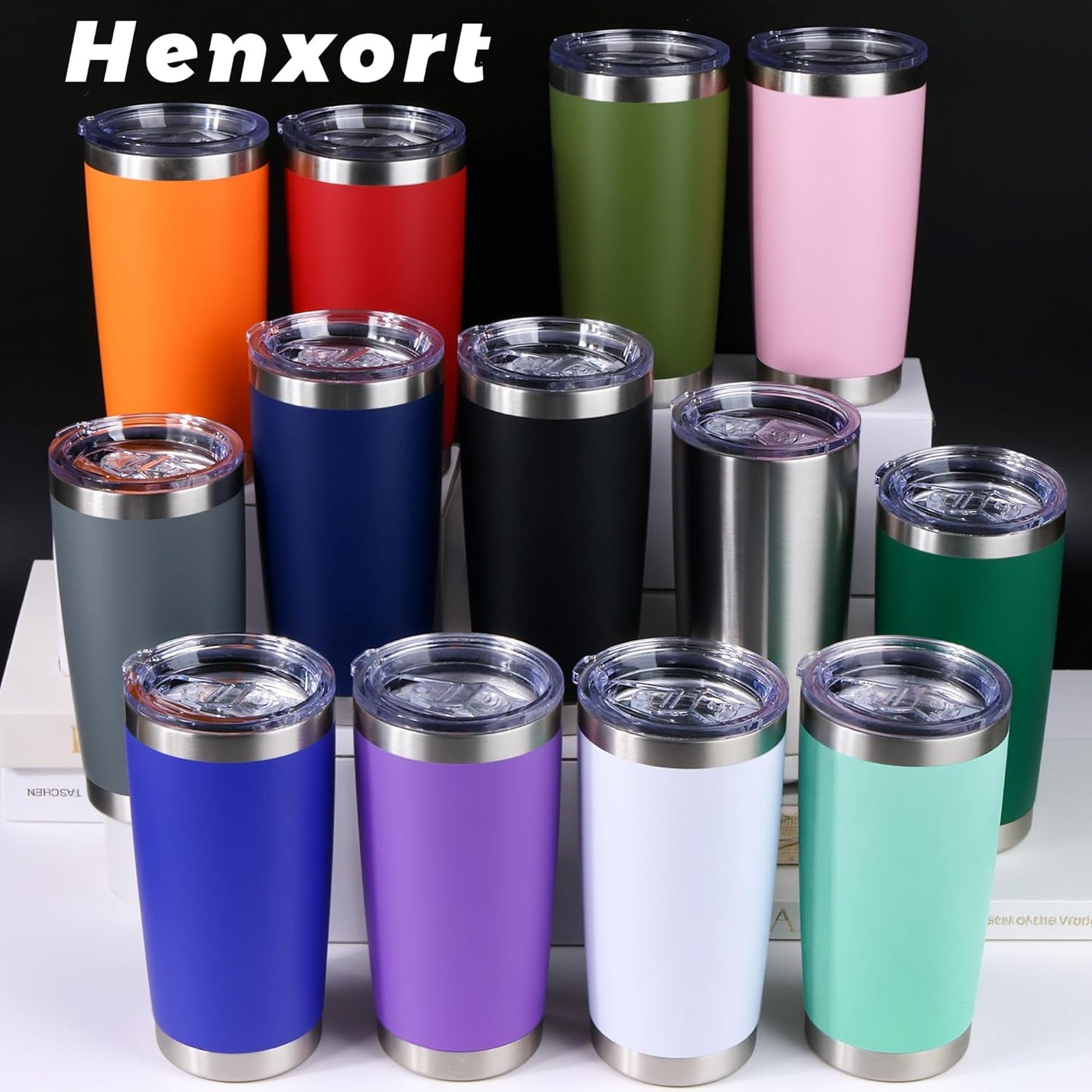 20oz Stainless Steel Tumbler with Lid, Double Wall Vacuum Insulated Powder Coated Travel Mug, Mint Green, 1 Pack