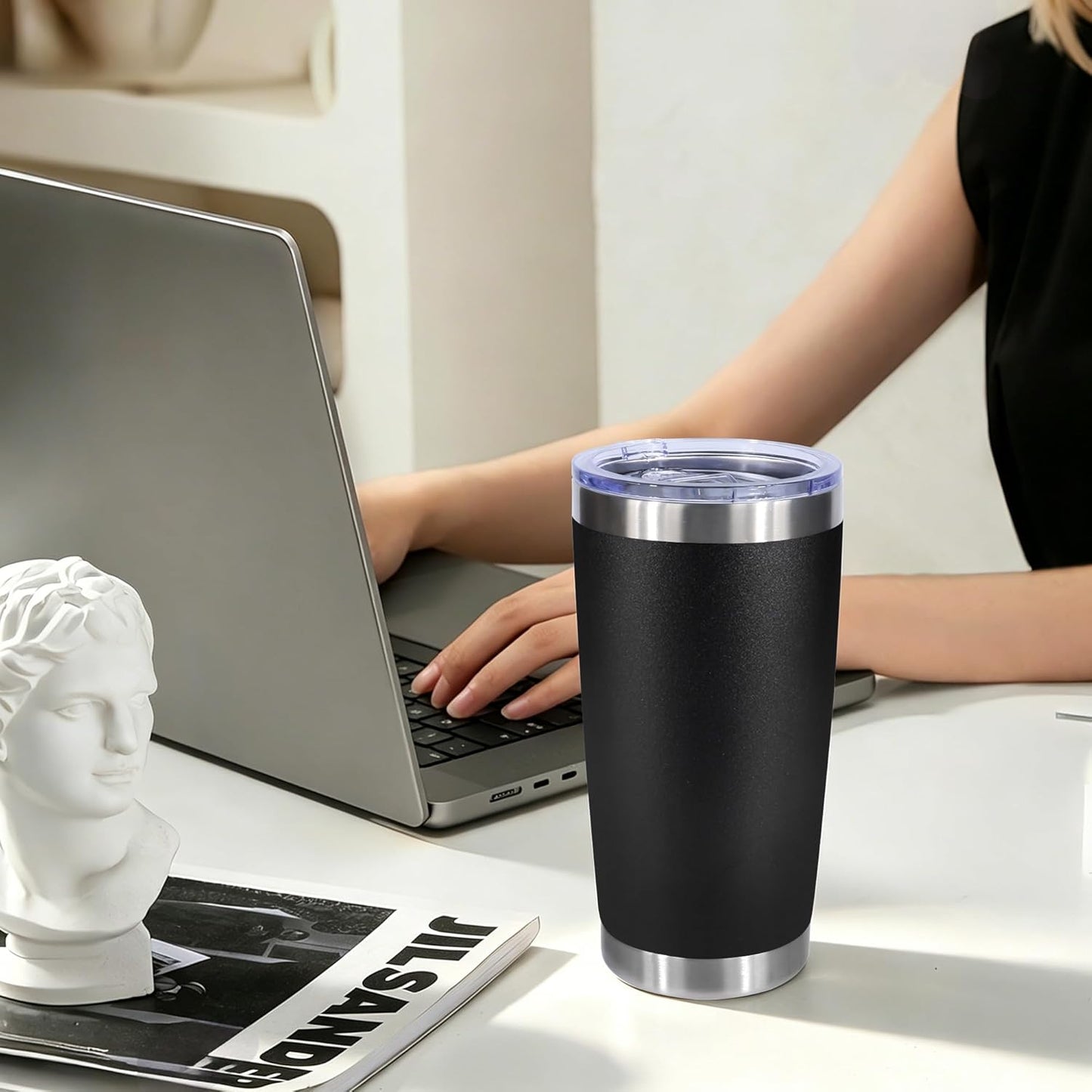 20oz Stainless Steel Tumbler with Lid, Double Wall Vacuum Insulated Powder Coated Travel Mug, Mint Green, 1 Pack