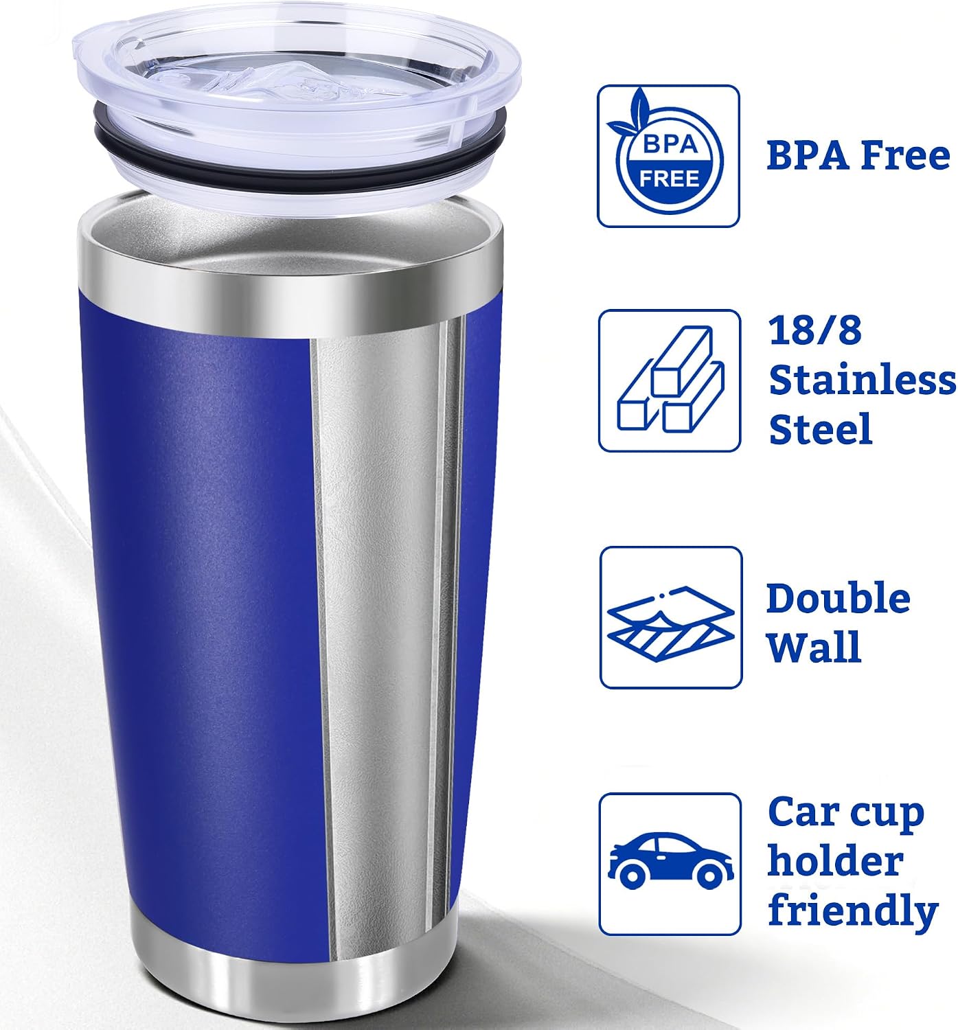 20oz Stainless Steel Tumbler with Lid, Double Wall Vacuum Insulated Powder Coated Travel Mug, Mint Green, 1 Pack