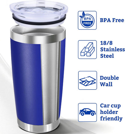 20oz Stainless Steel Tumbler with Lid, Double Wall Vacuum Insulated Powder Coated Travel Mug, Mint Green, 1 Pack