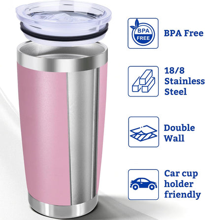 20oz Stainless Steel Tumbler with Lid, Double Wall Vacuum Insulated Powder Coated Travel Mug, Mint Green, 1 Pack