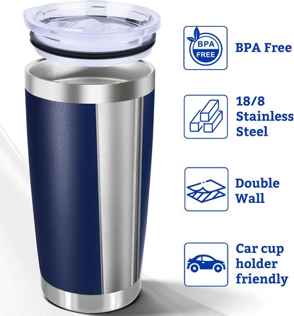 20oz Stainless Steel Tumbler with Lid, Double Wall Vacuum Insulated Powder Coated Travel Mug, Mint Green, 1 Pack