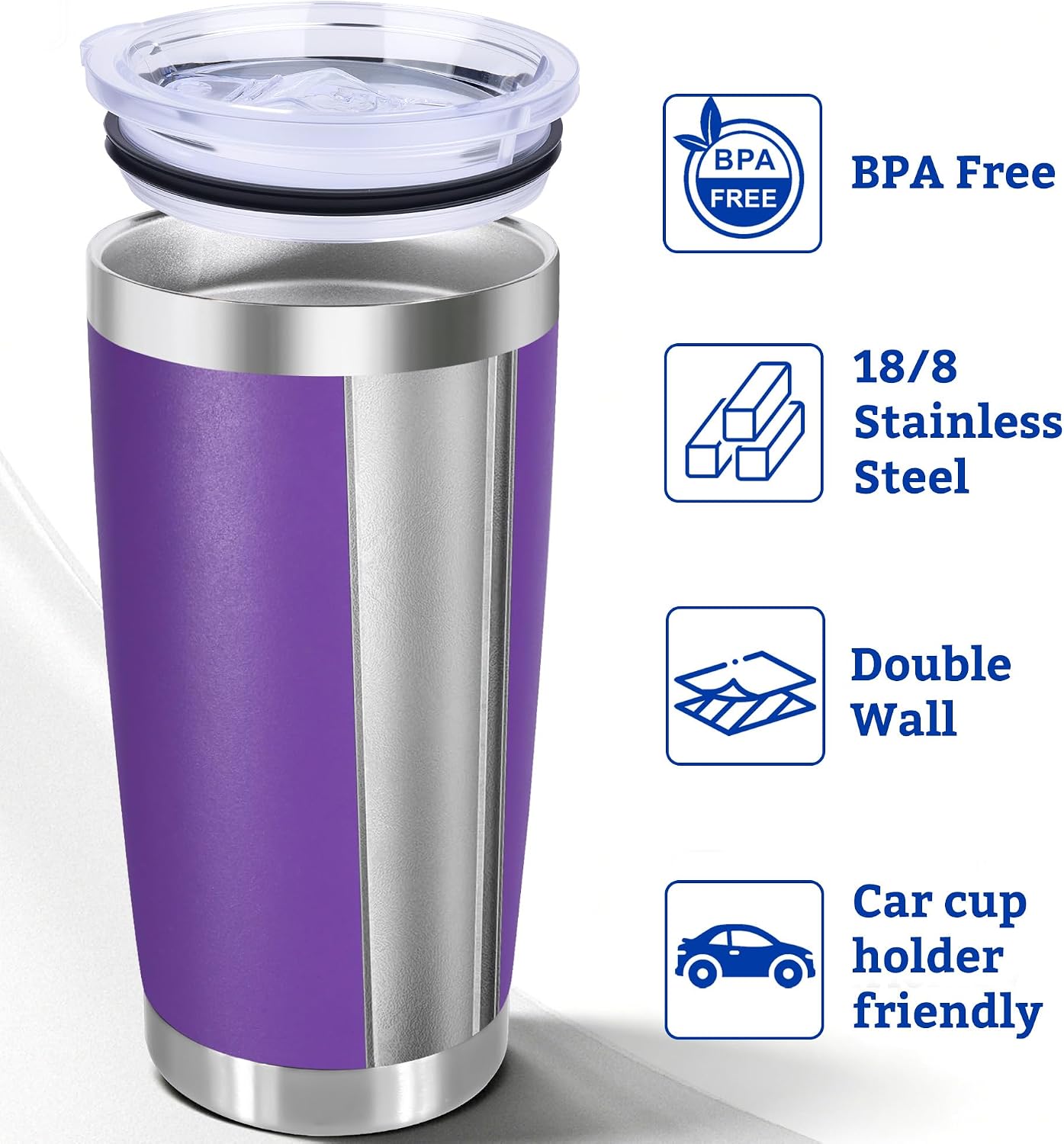 20oz Stainless Steel Tumbler with Lid, Double Wall Vacuum Insulated Powder Coated Travel Mug, Mint Green, 1 Pack