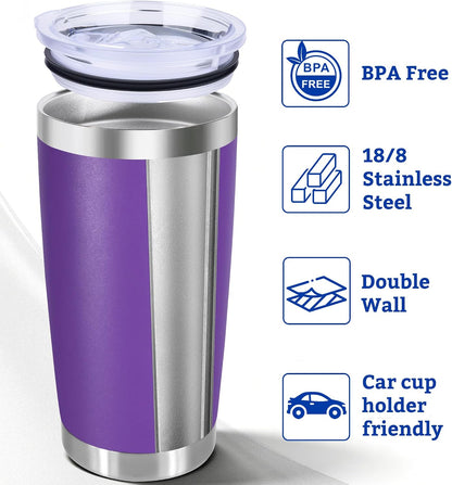 20oz Stainless Steel Tumbler with Lid, Double Wall Vacuum Insulated Powder Coated Travel Mug, Mint Green, 1 Pack